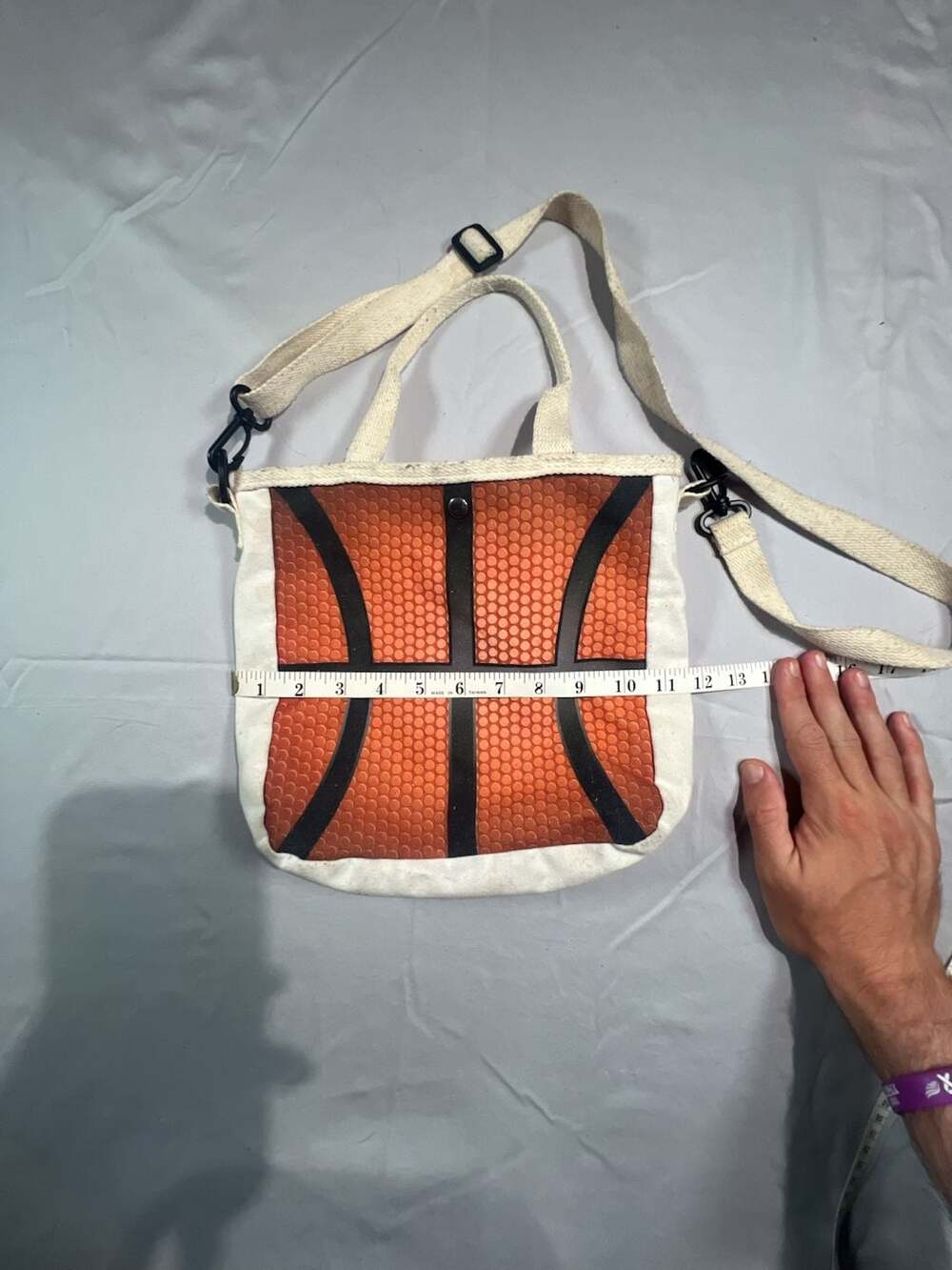 Vintage Basketball Print Canvas Tote Crossbody Bag - Picture 5 of 6